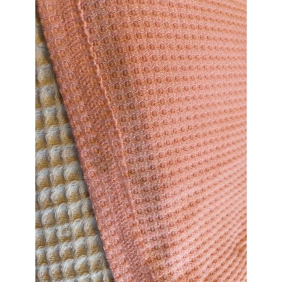 Vintage X America Cozy Pink V Neck Waffle Knit Long Sleeve Oversized Tee Large - Picture 4 of 10